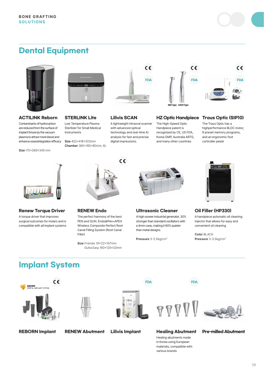 Renew Medical dental equipment catalog page