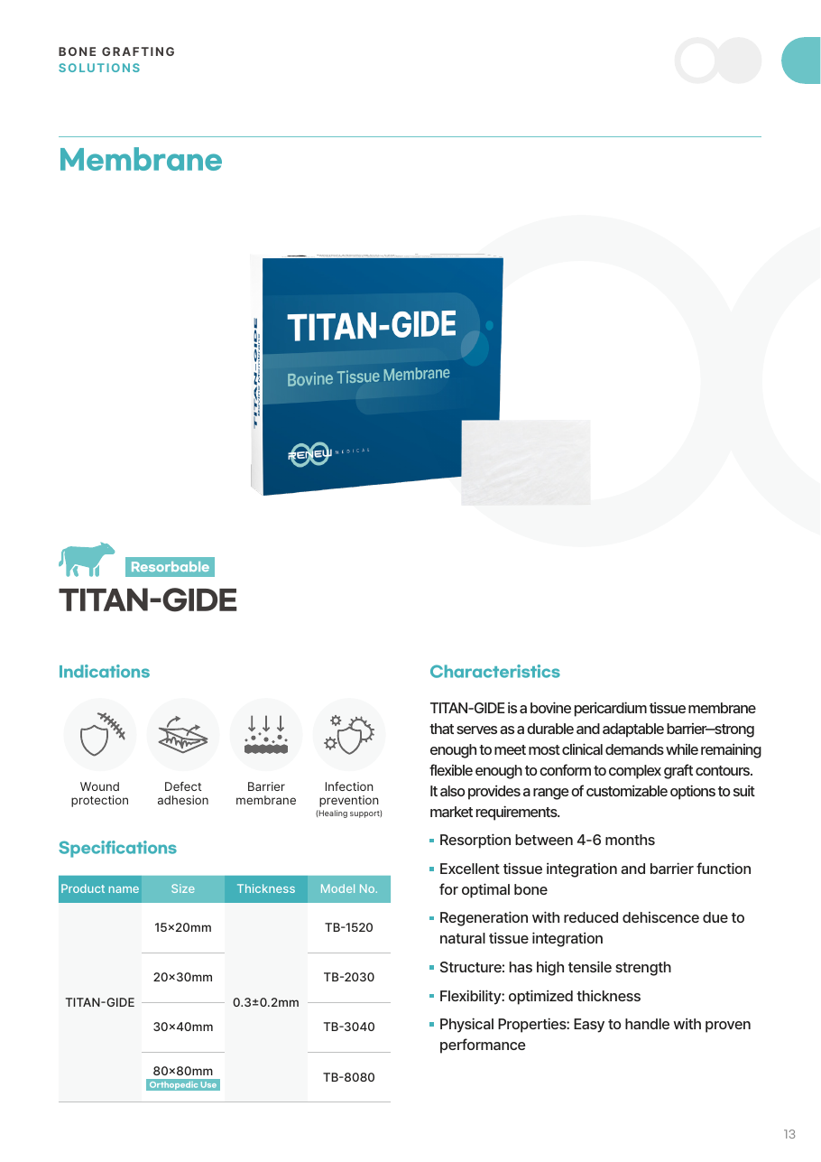 TITAN-GIDE membrane catalog feature
